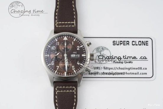 MIROTIME 1222 Thermal Pilot Chrono SS AZF 1:1 Best Edition Brown Dial on Brown Leather Strap A 7062